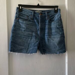 Madewell Rivet & Thread Medium Wash Raw Hem High Rise Denim Shorts